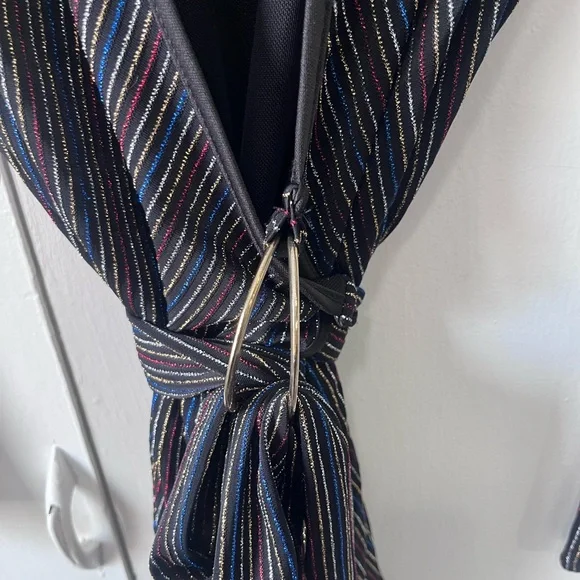 NWT idem ditto Black Wrap Dress Metallic Thread Size M - Picture 6 of 8